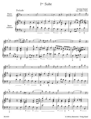 4 Suiten op. 2 - Heft 1 - Flöte u. Basso continuo - Antoine Dornel