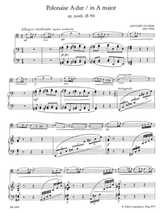 Polonaise A-Dur op. posth. B 94 für Violoncello und Klavier - DVORAK