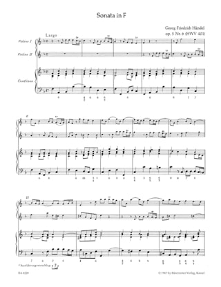 3 Triosonaten op. 5 n° 6, 3, 2 HWV 401, 398, 397 - Stimmen - HAENDEL