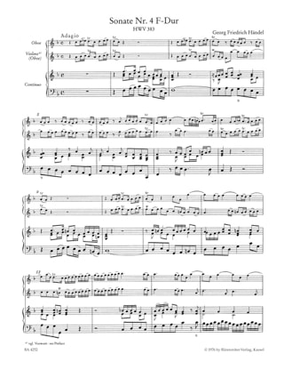 6 Sonaten HWV 380-385 - Heft 2 : 382-383 - Oboe Violine Oboe u. Bc