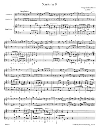 2 Triosonaten op. 5 n° 1 und 7 HWV 402, 396 - Stimmen - HAENDEL