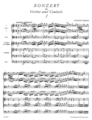 Doppelkonzert F-Dur für Violine u. Cembalo - Partitur - HAYDN