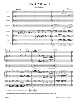 Sinfonie Nr. 6 D-Dur Le Matin - Partitur - HAYDN - Partition
