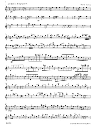 Les Folies d' Espagne - Flûte solo - Marin Marais - Partition