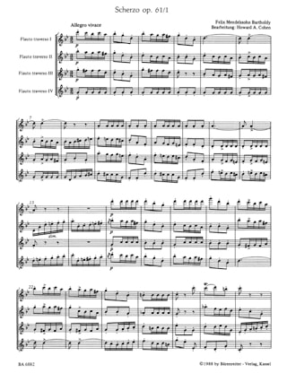 Scherzo aus Ein Sommernachtstraum op. 61/1 - 4 Flöten - MENDELSSOHN