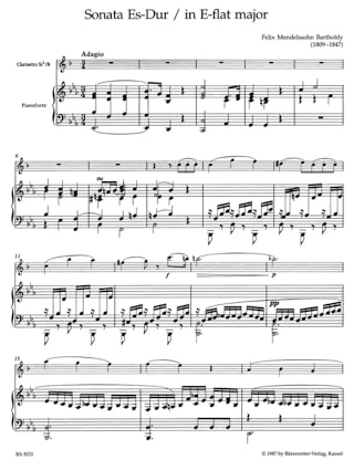 Sonate Es-Dur für Klarinette und Klavier - MENDELSSOHN - Partition