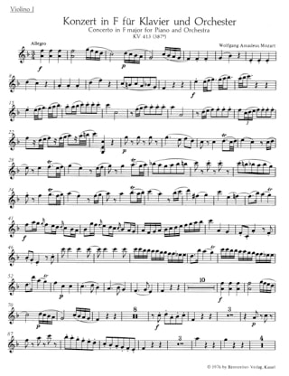 Klavierkonzert in F - K.413 - MOZART - Partition - Quintettes