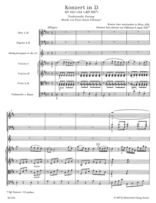Hornkonzert D-Dur KV 412 + 514 - Partitur - MOZART - Partition