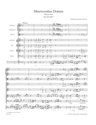 Misericordias Domini, KV 222 - Partitur - MOZART - Partition