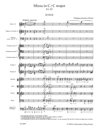 Missa C-Dur Credo-Messe KV 257 - Partitur - MOZART - Partition