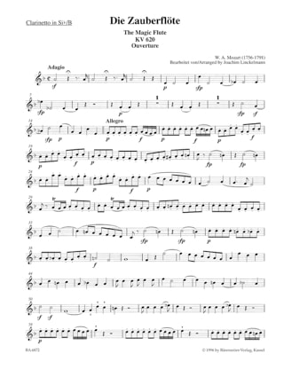 Ouvertüre zu Die Zauberflöte - Bläserquintett Stimmen - MOZART