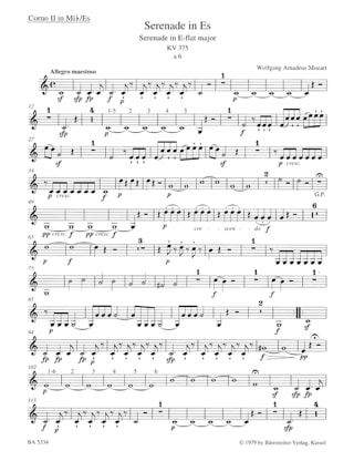Serenade Es-Dur KV 375 - Bläsersextett - Stimmen - MOZART - Partition