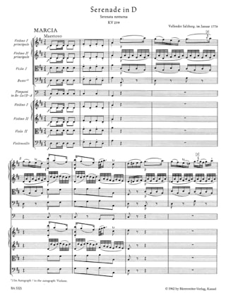 Serenade D-Dur KV 239 - Partitur - MOZART - Partition - Grand format