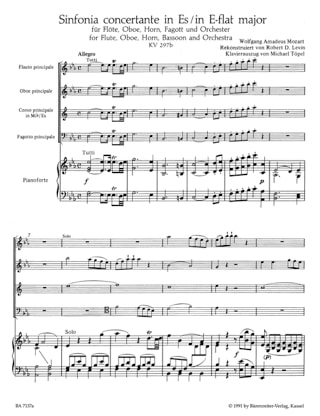 Sinfonia concertante in Es-Dur- Flöte, Oboe, Horn, Fagott Klavier