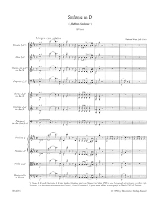 Symphonie Nr. 35 D-Dur Haffner KV 385 - Score - MOZART - Partition