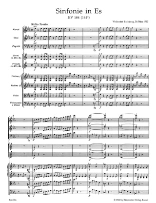 Symphonie Nr. 26 Es-dur KV 184 - Partitur - MOZART - Partition
