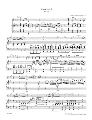 Sonate in B KV 454 - Flöte Klavier - MOZART - Partition