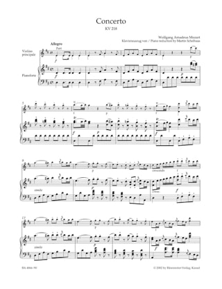 Concerto Violon n° 4 ré majeur KV 218 - MOZART - Partition - Violon