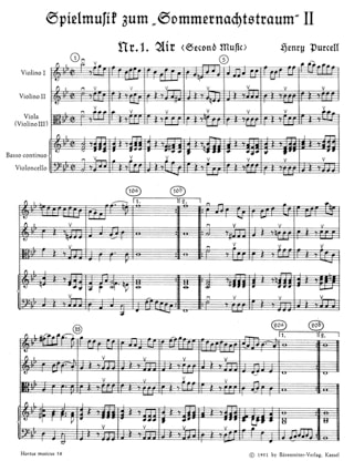Spielmusik zum Sommernachtstraum. Heft 2 Nr. 1 - 9 -Partitur - PURCELL