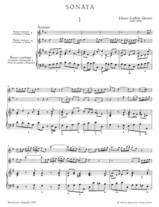 Triosonate G-Dur - 2 Flöten und BC - QUANTZ - Partition - Trios