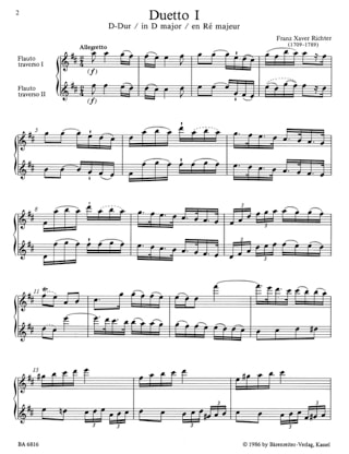 2 Duette - 2 Flöten - Franz Xaver Richter - Partition