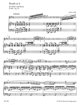 Rondo en Si Mineur Op.70 - D895 - SCHUBERT - Partition - Violon