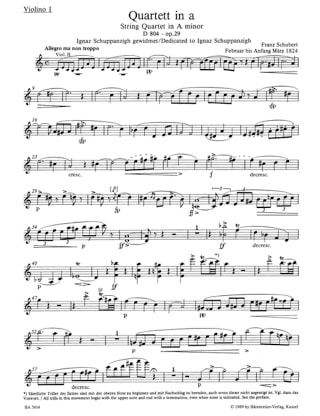 Streichquartette a-moll D 804 op. 29 / c-moll D 703 - Stimmen