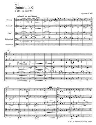 Streichquintett für 2 Violinen, Viola und 2 Violoncelli D 956 C-dur