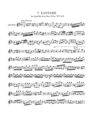 12 Fantaisies pour Flute Seule - TELEMANN - Partition