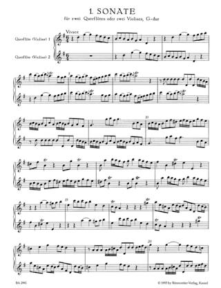 6 Sonates en canon op. 5 volume 1 - 2 flutes ou 2 violons - TELEMANN