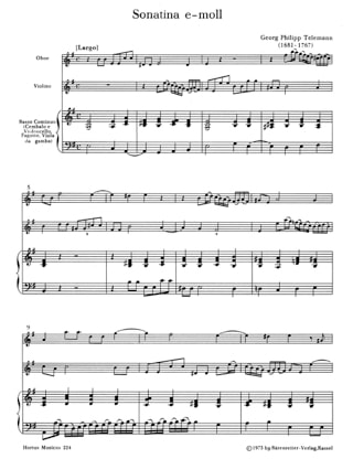Sonatina e-moll - Oboe, Violine u. BC - TELEMANN - Partition - Trios