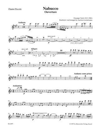 Nabucco Ouvertüre - Holzbläserquintett - Stimmen - VERDI - Partition