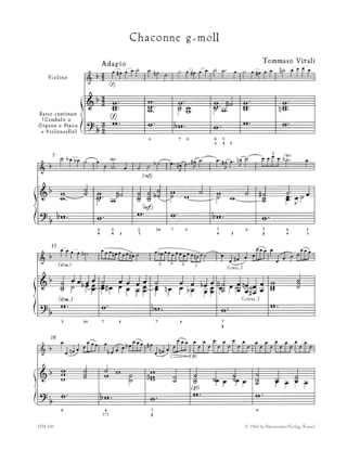 Chaconne sol mineur - Tommaso Antonio Vitali - Partition - Violon
