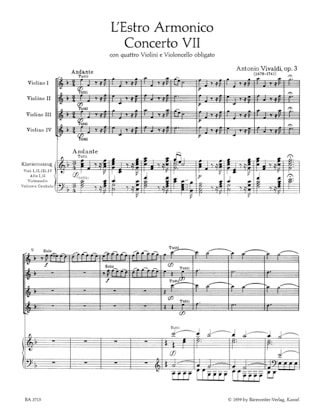 Concerto Nr. 9 F-Dur - 4 Violinen Klavier - VIVALDI - Partition