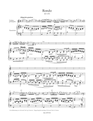 Einzelsätze für Violine KV 261, 269, 373 - MOZART - Partition - Violon