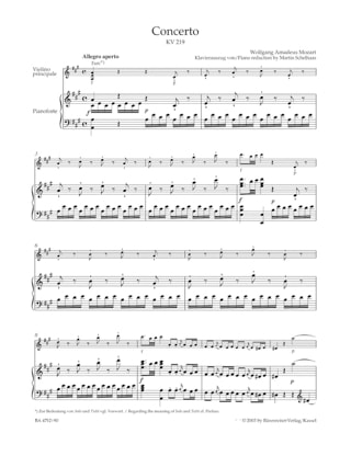 Concerto N° 5 la Majeur KV 219 - MOZART - Partition - Violon