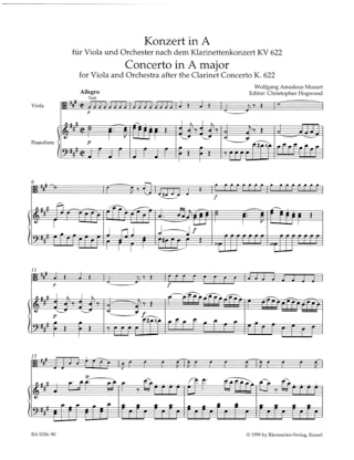 Concerto en La Majeur - alto - MOZART - Partition - Alto