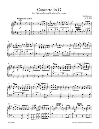Concerto n° 1 sol majeur - Violoncelle - STAMITZ - Partition
