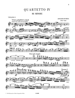String quartet n° 4 in E minor - Parts - DVORAK - Partition - Quatuors