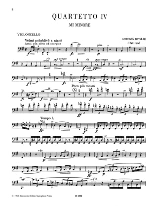 String quartet n° 4 in E minor - Parts - DVORAK - Partition - Quatuors