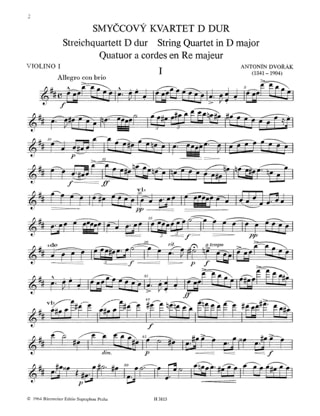 String quartet n° 3 in D major - Parts - DVORAK - Partition - Quatuors