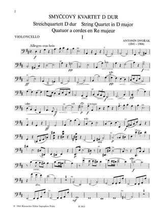 String quartet n° 3 in D major - Parts - DVORAK - Partition - Quatuors