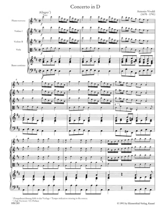 Concerto en Ré Majeur RV 783 - VIVALDI - Partition - Quintettes