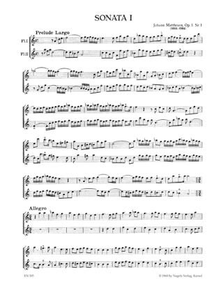 Vier Sonaten - 2 Altblockflöten - Johann Mattheson - Partition