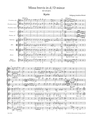 Missa Brevis d-Moll KV 65 - Partitur - MOZART - Partition