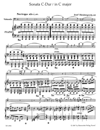 Sonate C-Dur op. 92 - RHEINBERGER - Partition - Violoncelle
