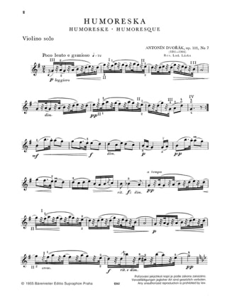 Humoreska op. 101 n° 7 - DVORAK - Partition - Violon