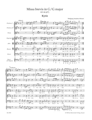 Missa Brevis G-Dur KV 49 - Partitur - MOZART - Partition