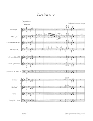 Cosi fan tutte, Kv 588 - Ouverture - Partitur - MOZART - Partition