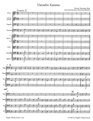 14 Canons BWV 1087 Uber Goldberg Variationen - BACH - Partition